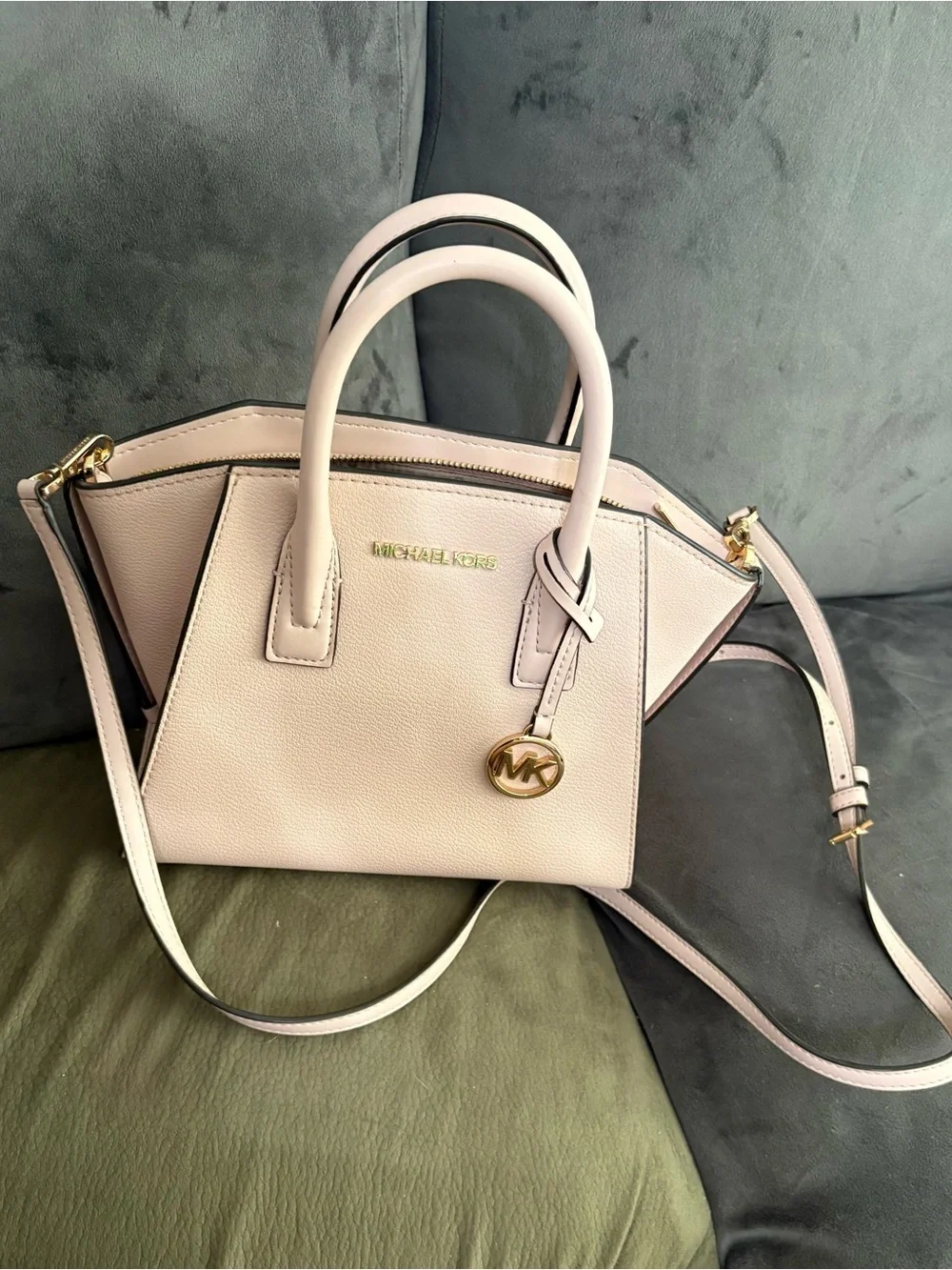 Michael Kors Blush Leather Satchel with Gold Hardware